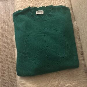 27 miles distressed, cashmere long sleeve sweater peace, sign detail size S/M